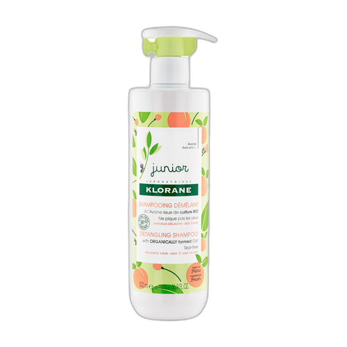 Image Klorane - Junior - Shampoing Démêlant à l’Avoine BIO - Parfum Pêche - Corps et Cheveux - Enfant 500 ml