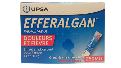 Image EFFERALGAN 250MG VANILLE-FRAISE GRANULÉ SACHET 10