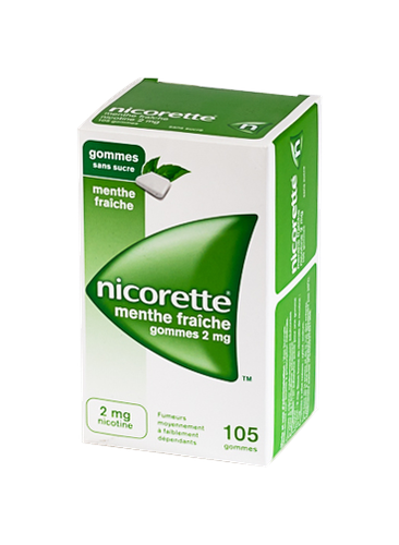 Image NICORETTE 2MG 105 GOMMES SANS SUCRE MENTHE FRAICHE