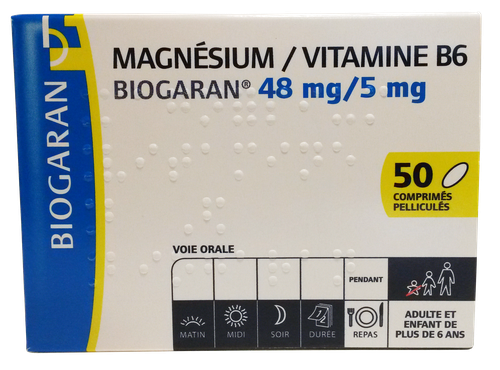 MAGNESIUM/VITAMINE B6 48MG/5MG BIOGARAN COMPRIMÉ 50