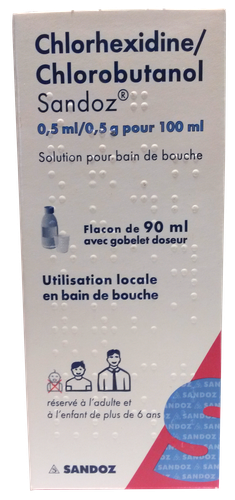 CHLORHEXIDINE CHLOROBUTANOL SANDOZ FLACON 90ML