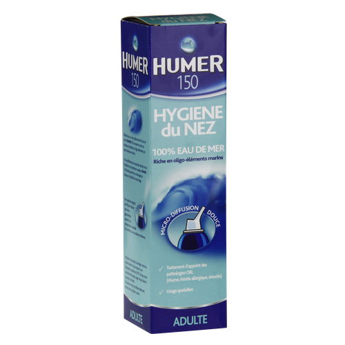 Image Humer - Spray nasal Hygiène du nez Adulte - 100% eau de mer - Excellente tolérance - 150ml