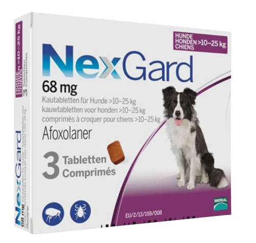 Merial Nexgard 68mg Chien 10-25kg 3 comprimés