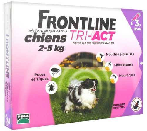 Image FRONTLINE TRI-ACT CHIEN XS 2-5KGS SPOTON 3 PIPETTES