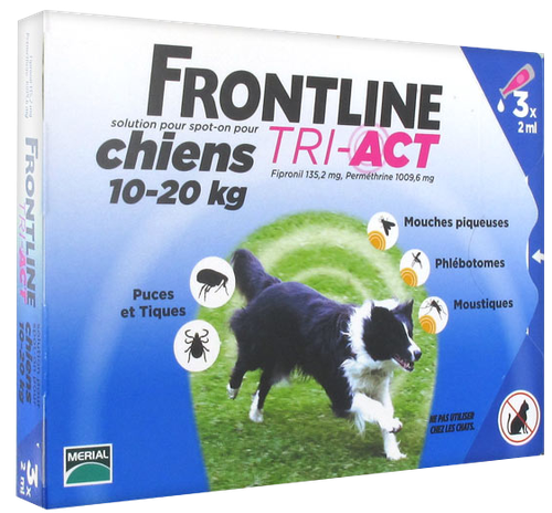 Image FRONTLINE TRI-ACT CHIEN M 10-20KGS SPOTON 3 PIPETTES