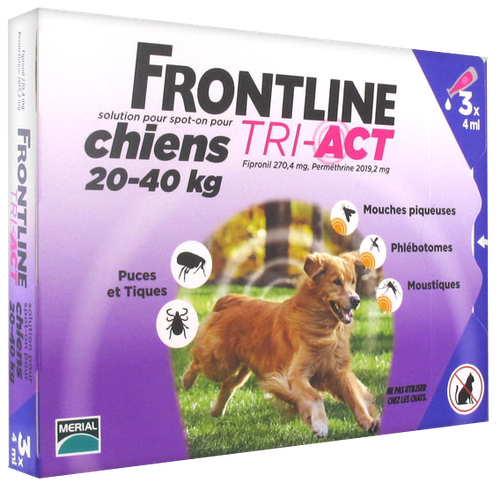 FRONTLINE TRI-ACT CHIEN L 20-40KGS SPOTON 3 PIPETTES
